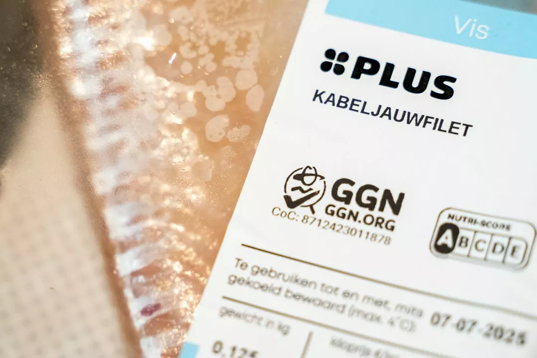 Plus cod fillet label with ggn certification and nutritional score